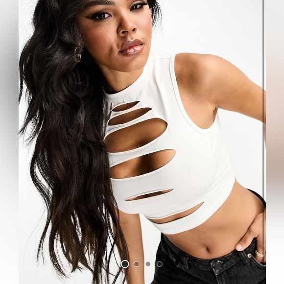 Sixth June cut out tank crop top in white - Picture 1 of 4